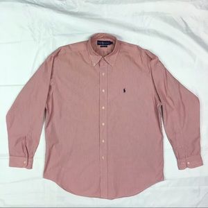 Ralph Lauren Lg  Red/White Pinstriped Dress Shirt